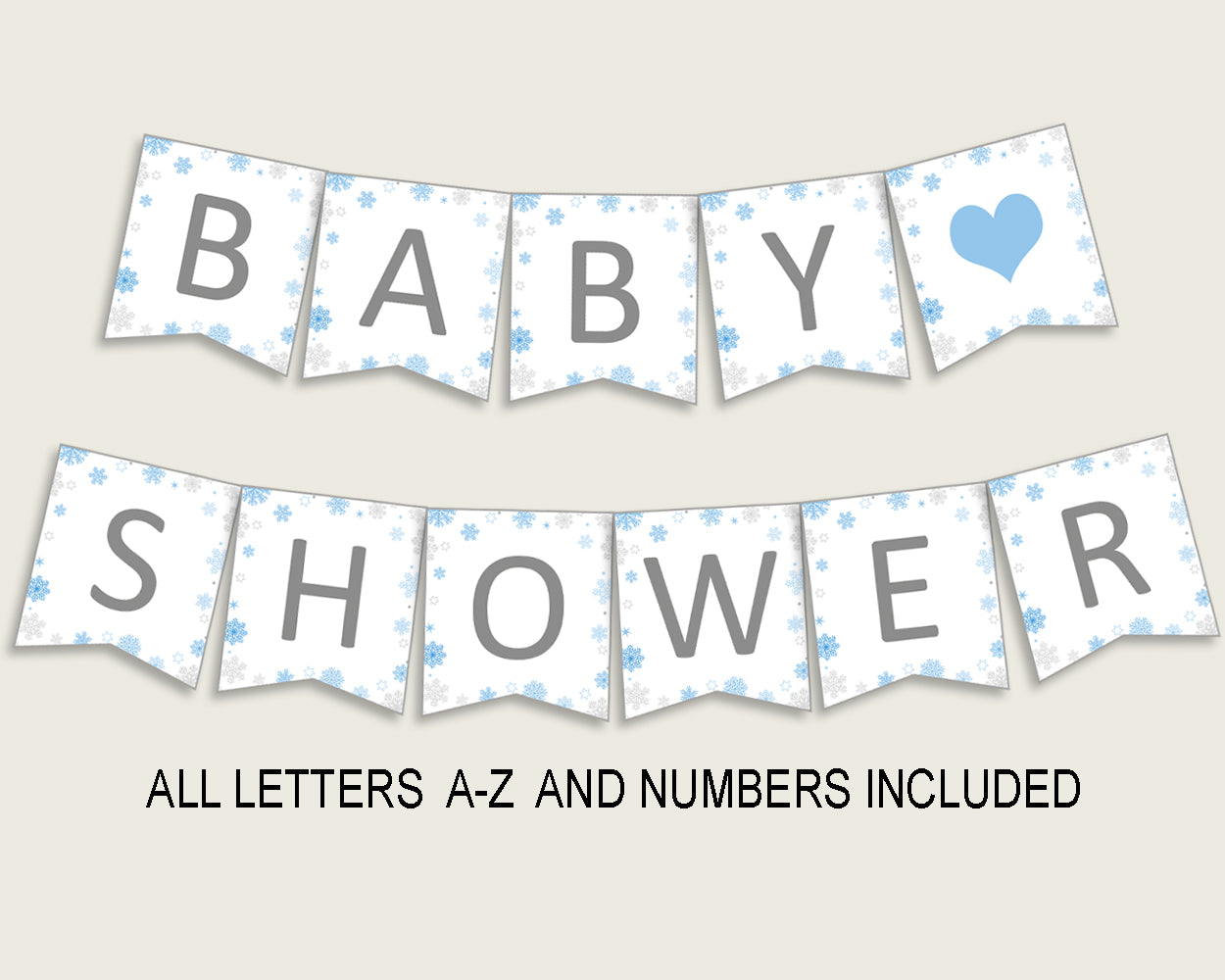 Banner Baby Shower Banner Snowflake Baby Shower Banner Blue Gray Baby Shower Snowflake Banner digital download prints pdf jpg NL77H