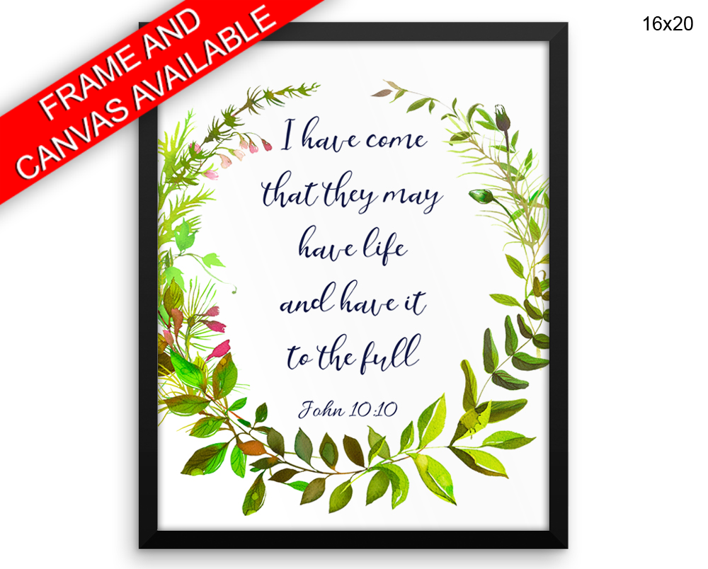 John Quote Print, Beautiful Wall Art with Frame and Canvas options available Decor