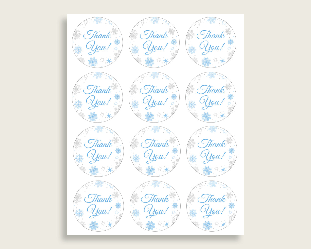 Favor Tags Baby Shower Favor Tags Snowflake Baby Shower Favor Tags Blue Gray Baby Shower Snowflake Favor Tags printable party ideas NL77H