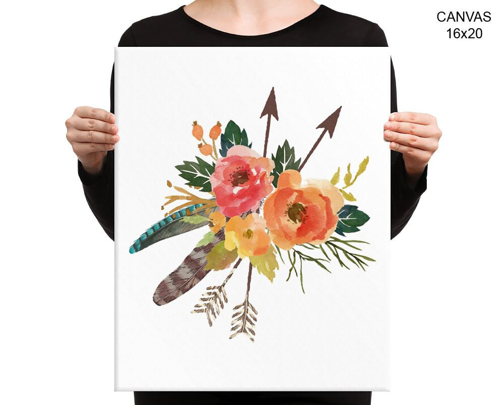Flowers Bouquet Print, Beautiful Wall Art with Frame and Canvas options available Decor