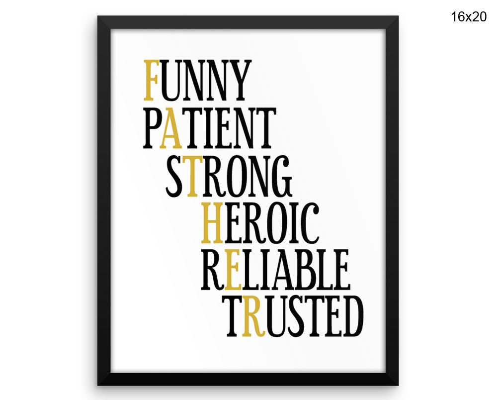 Father Print, Beautiful Wall Art with Frame and Canvas options available Decor