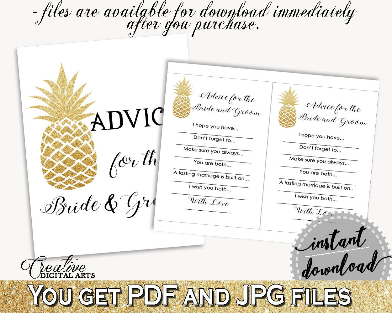 Advice For The Bride And Groom Bridal Shower Advice For The Bride And Groom Pineapple Bridal Shower Advice For The Bride And Groom 86GZU - Digital Product