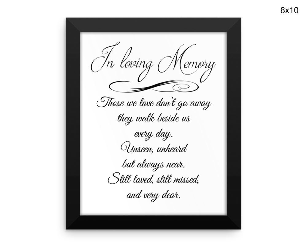 Memorial Remembering Print, Beautiful Wall Art with Frame and Canvas options available  Decor