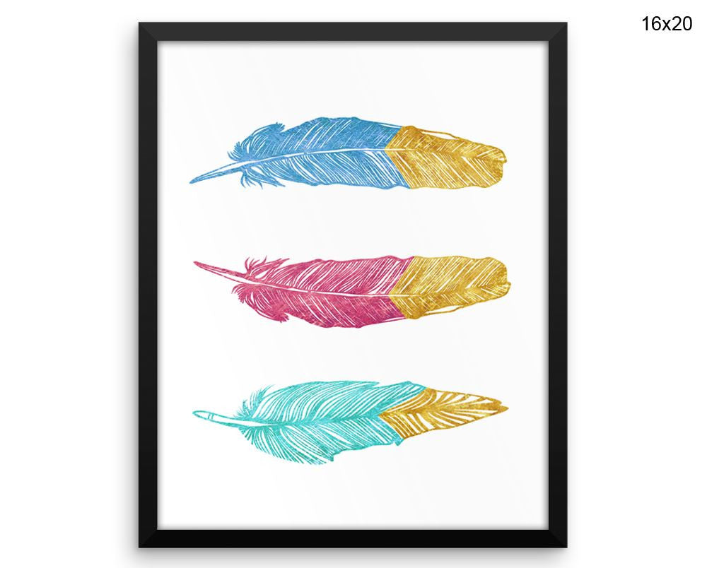 Boho Print, Beautiful Wall Art with Frame and Canvas options available Feathers Decor