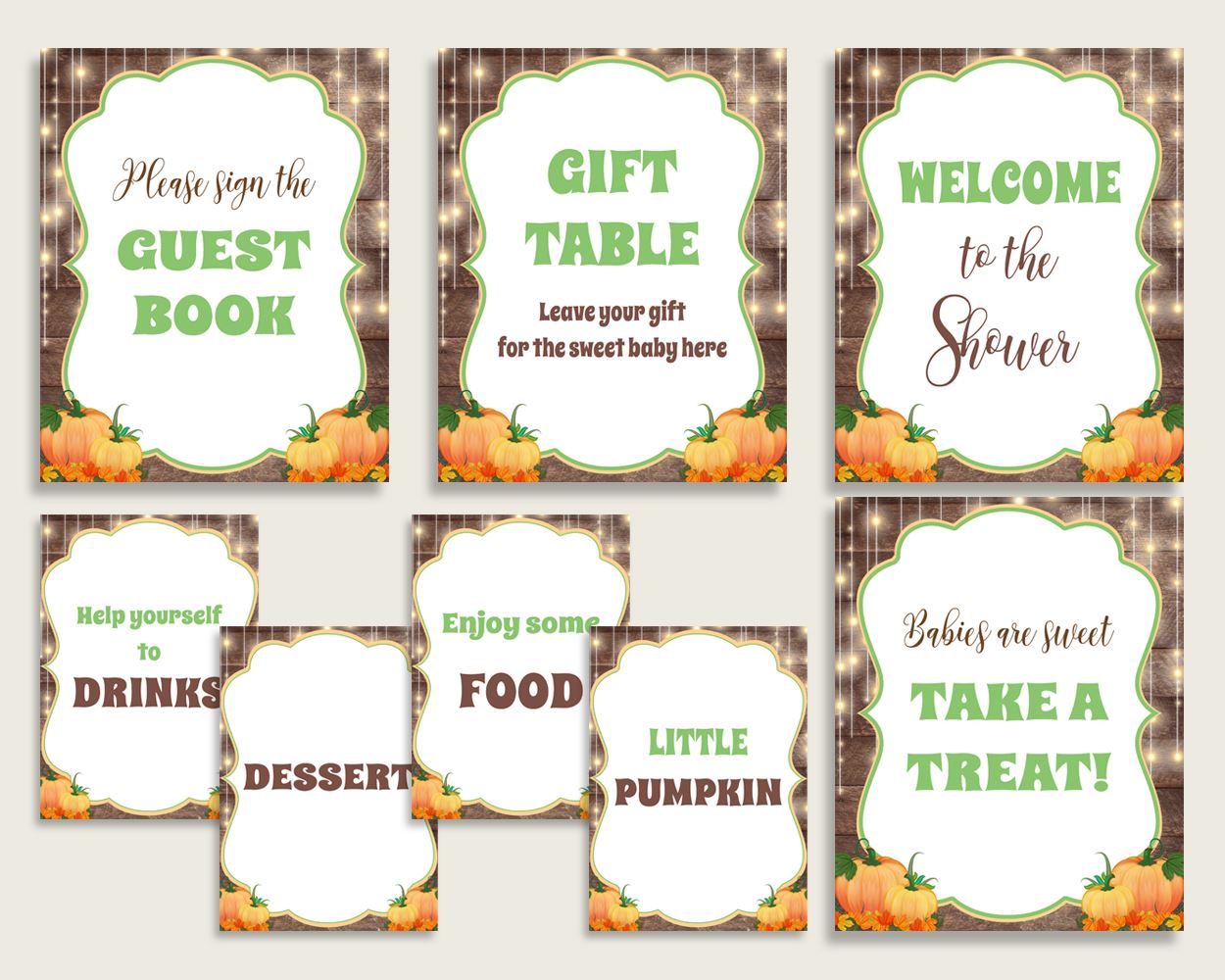 Table Signs Baby Shower Table Signs Autumn Baby Shower Table Signs Baby Shower Autumn Table Signs Brown Orange digital download 0QDR3 - Digital Product