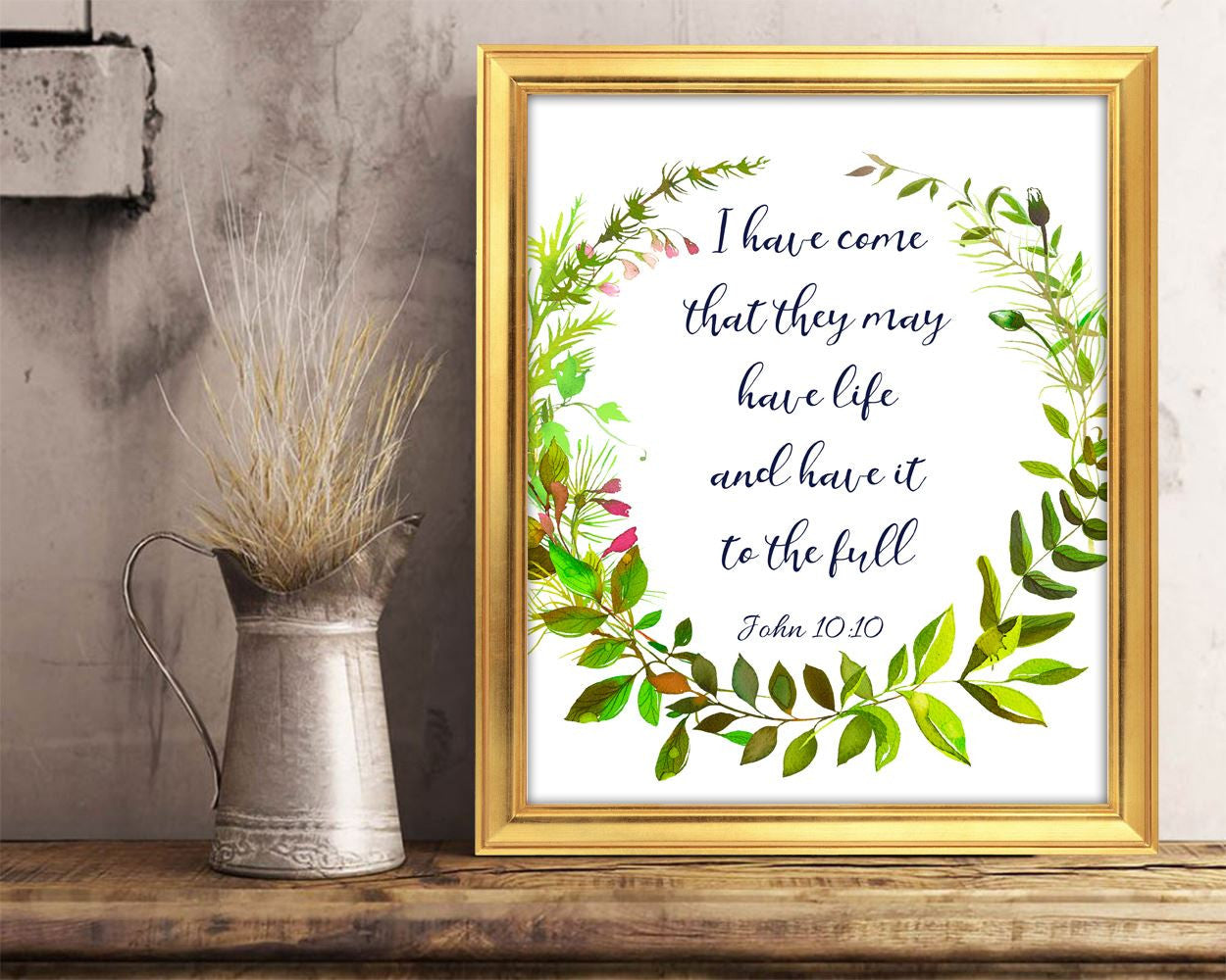 Wall Decor Quote Printable John Prints Quote Sign John Printable Art Quote John 10 10 Floral Scripture Quote - Digital Download