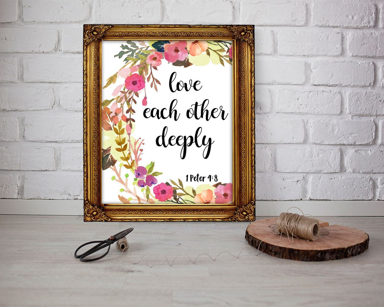Wall Decor Bible Printable Scripture Prints Bible Sign Scripture Printable Art Bible love each other love deeply christian art 1 peter 4 8 - Digital Download