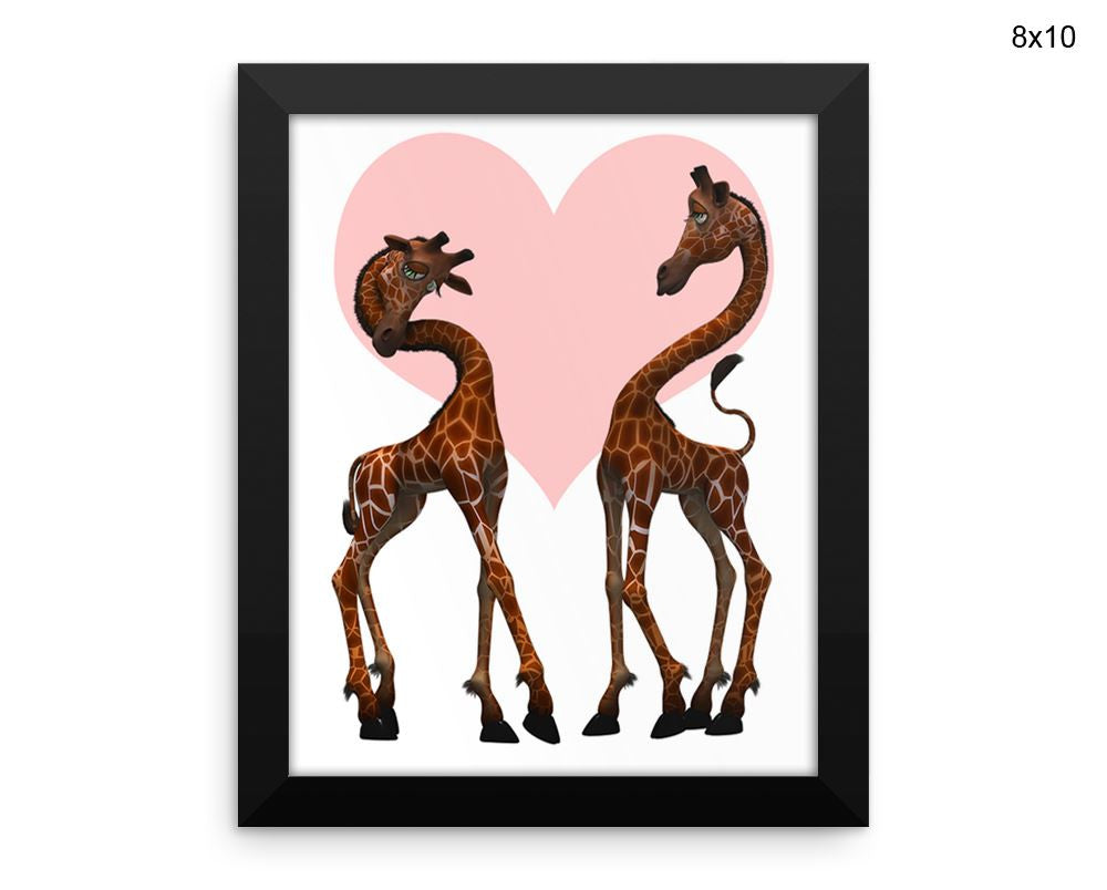 Giraffe Love Print, Beautiful Wall Art with Frame and Canvas options available Nursery Decor