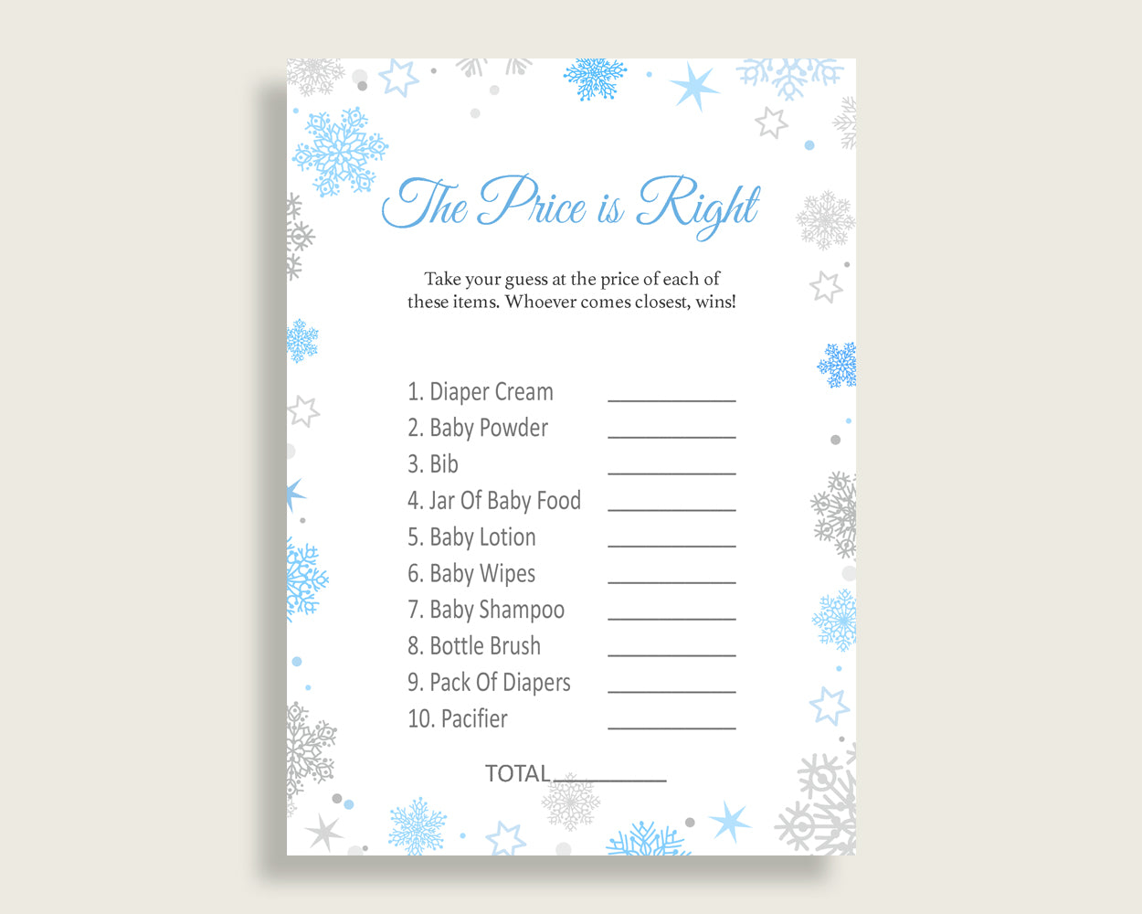 Price Is Right Baby Shower Price Is Right Snowflake Baby Shower Price Is Right Blue Gray Baby Shower Snowflake Price Is Right prints NL77H