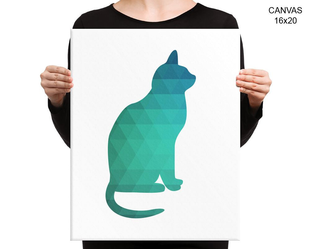 Geometric Cat Print, Beautiful Wall Art with Frame and Canvas options available Living Room Decor