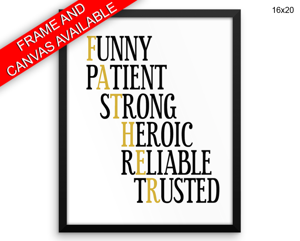 Father Print, Beautiful Wall Art with Frame and Canvas options available Decor