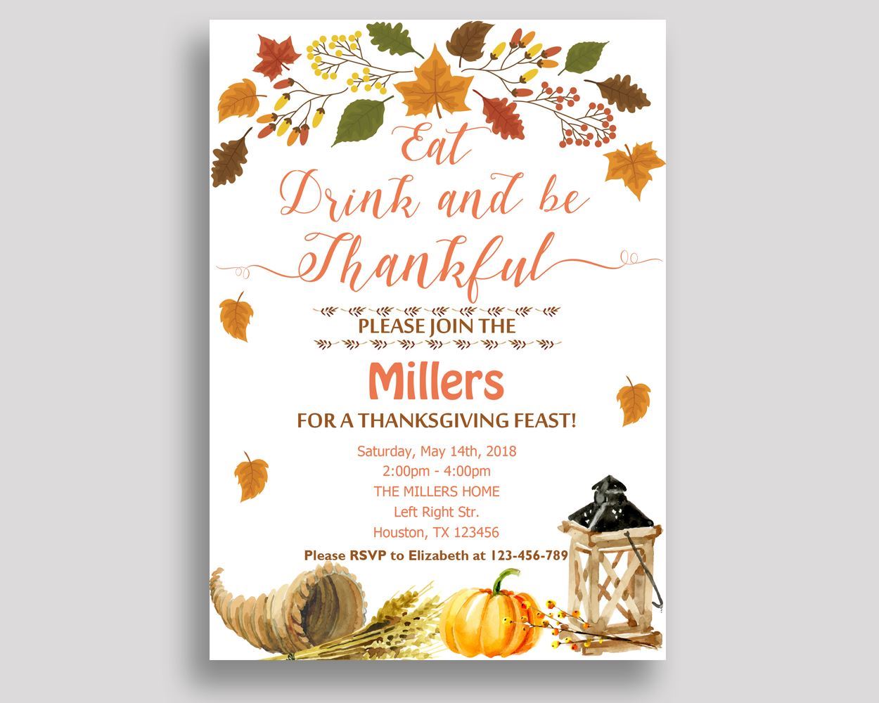 Thanksgiving Feast Invitation Thanksgiving Party Invitation Thanksgiving Dinner Party Thanksgiving Day Invitation Thanksgiving Turkey XRYOL - Digital Product