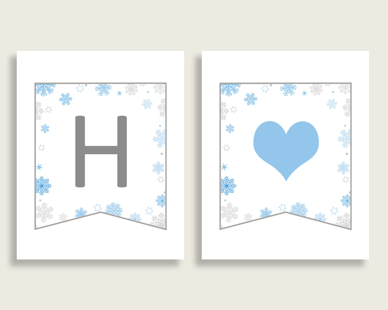 Banner Baby Shower Banner Snowflake Baby Shower Banner Blue Gray Baby Shower Snowflake Banner digital download prints pdf jpg NL77H