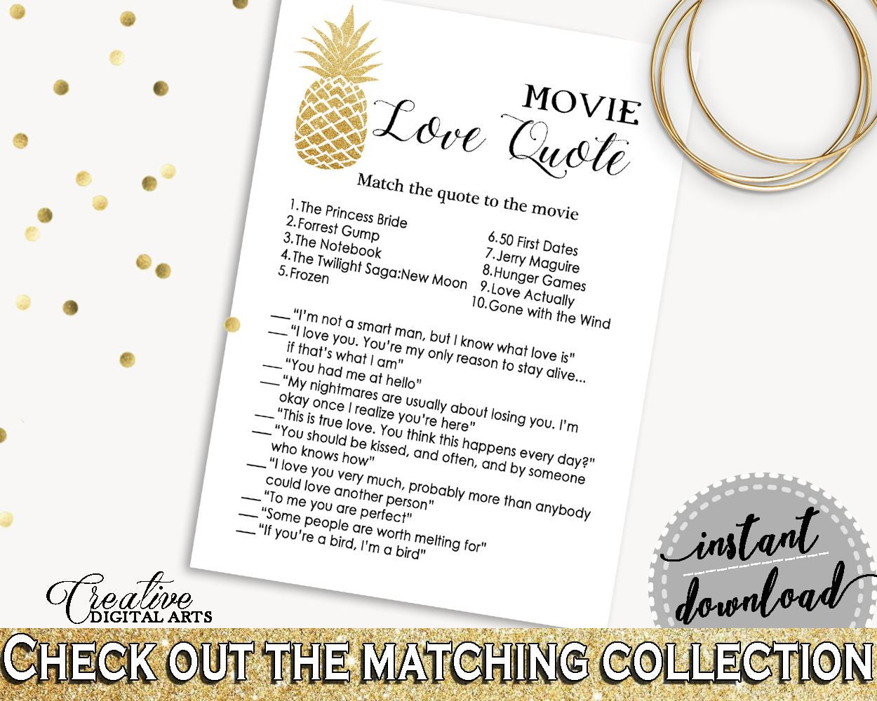 Movie Love Quote Game Bridal Shower Movie Love Quote Game Pineapple Bridal Shower Movie Love Quote Game Bridal Shower Pineapple Movie 86GZU - Digital Product