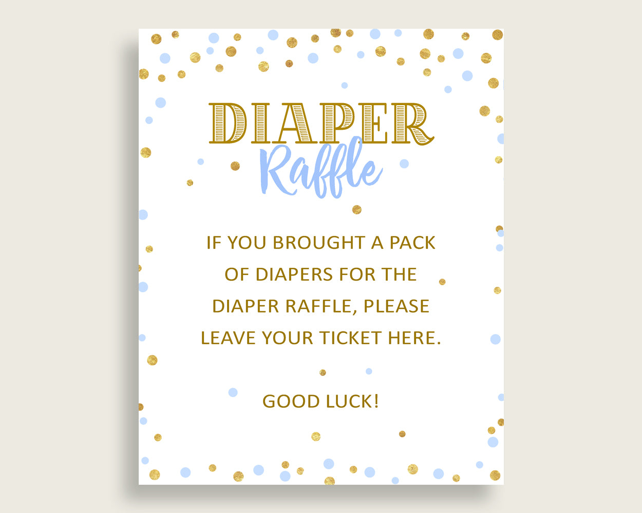 Diaper Raffle Baby Shower Diaper Raffle Confetti Baby Shower Diaper Raffle Blue Gold Baby Shower Confetti Diaper Raffle party theme cb001
