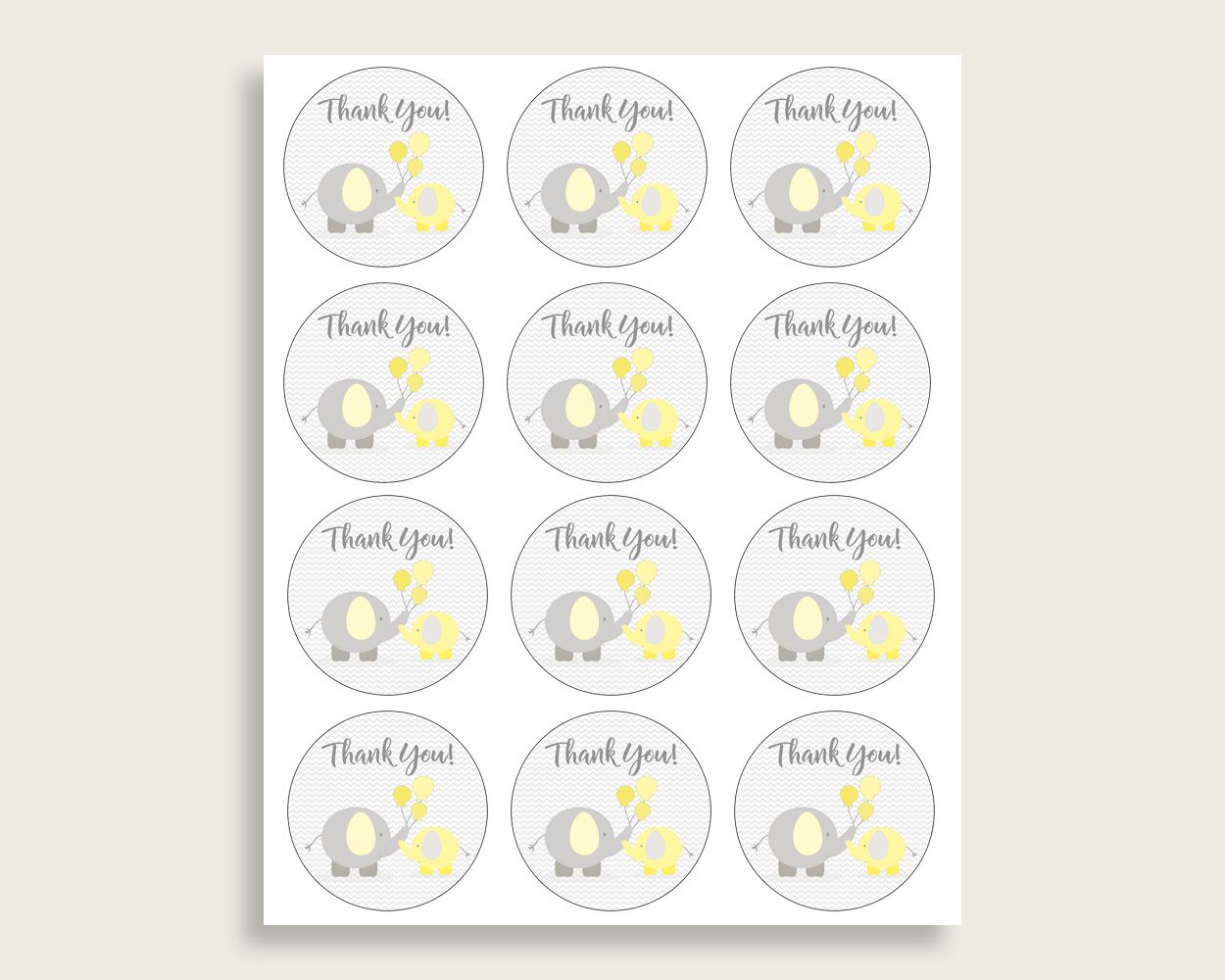 Favor Tags Baby Shower Favor Tags Yellow Baby Shower Favor Tags Baby Shower Elephant Favor Tags Yellow Gray party plan prints party W6ZPZ