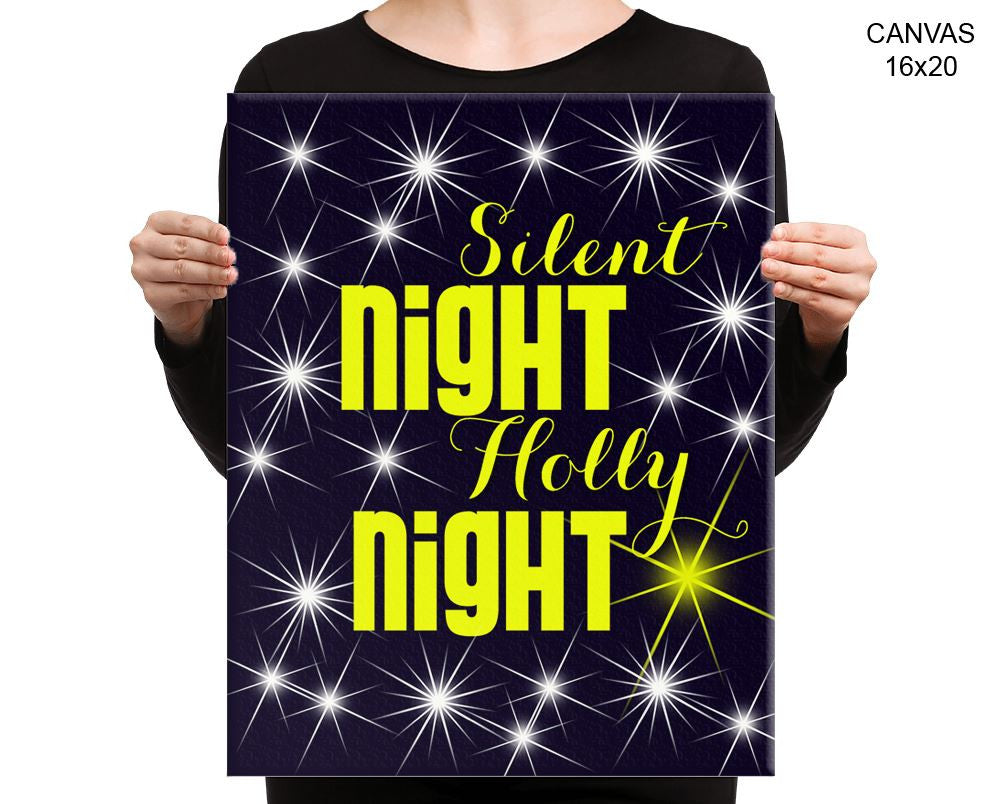 Silent Night Holly Night Print, Beautiful Wall Art with Frame and Canvas options available Decor