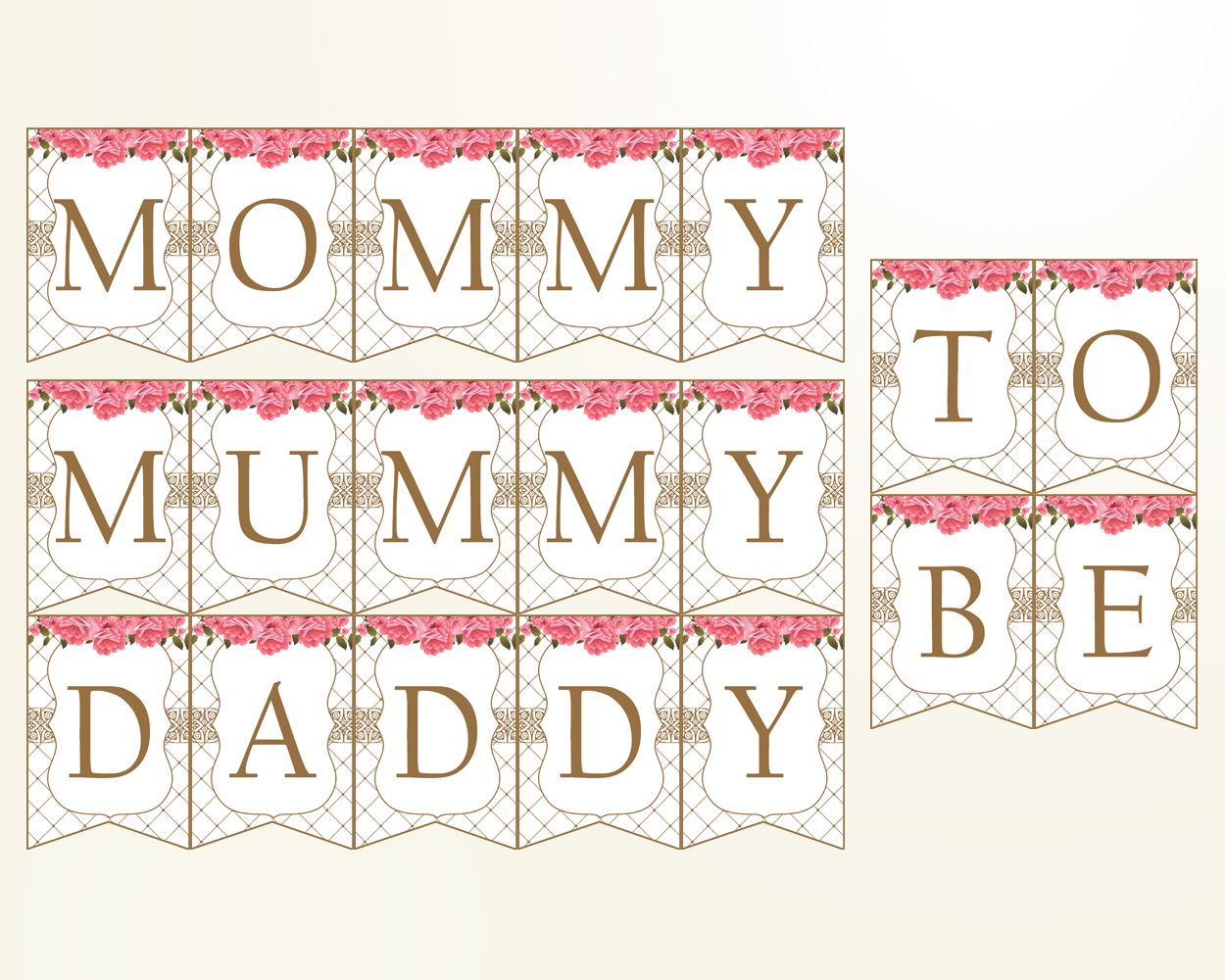 Chair Banner Baby Shower Chair Banner Roses Baby Shower Chair Banner Baby Shower Roses Chair Banner Pink White printables prints U3FPX - Digital Product