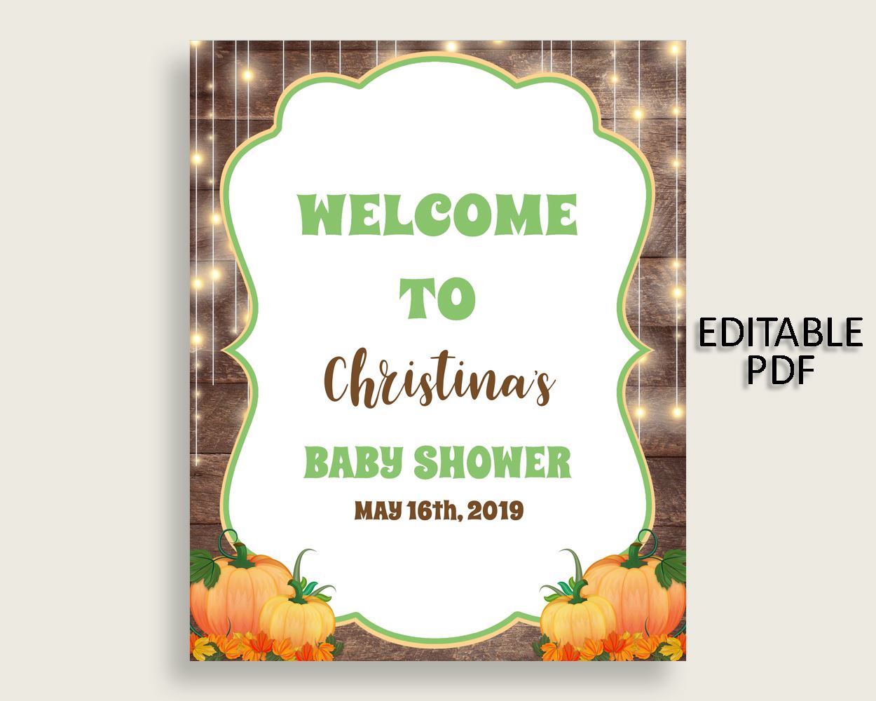 Welcome Sign Baby Shower Welcome Sign Autumn Baby Shower Welcome Sign Baby Shower Autumn Welcome Sign Brown Orange printables pdf jpg 0QDR3 - Digital Product