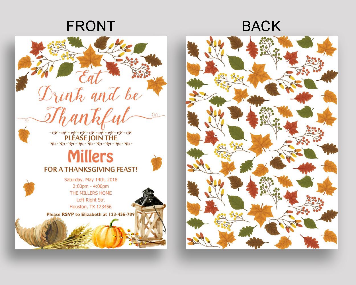 Thanksgiving Feast Invitation Thanksgiving Party Invitation Thanksgiving Dinner Party Thanksgiving Day Invitation Thanksgiving Turkey XRYOL - Digital Product