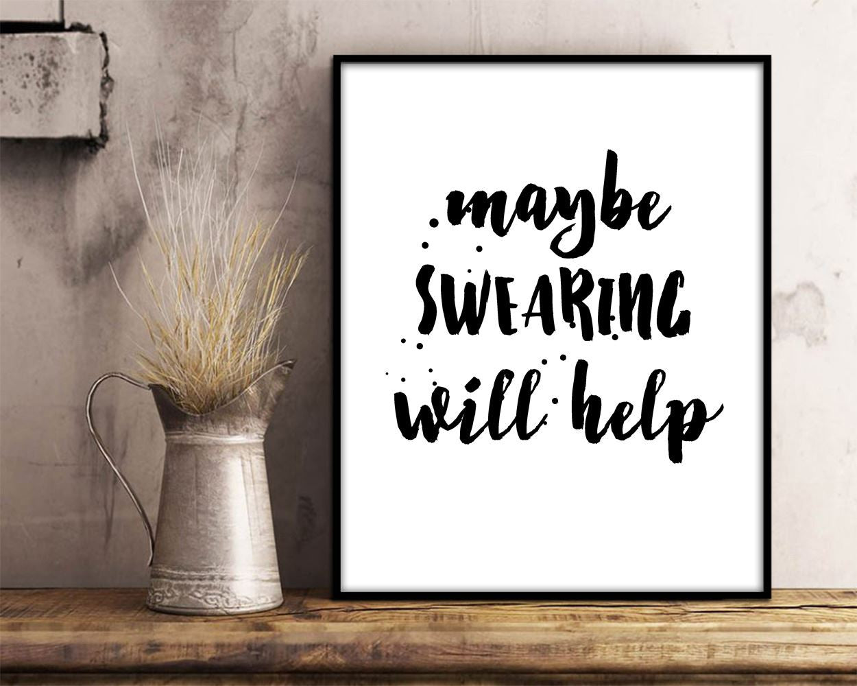Wall Art Help Digital Print Swearing Poster Art Help Wall Art Print Swearing Wall Decor Help swear words funny print will help dorm poster - Digital Download