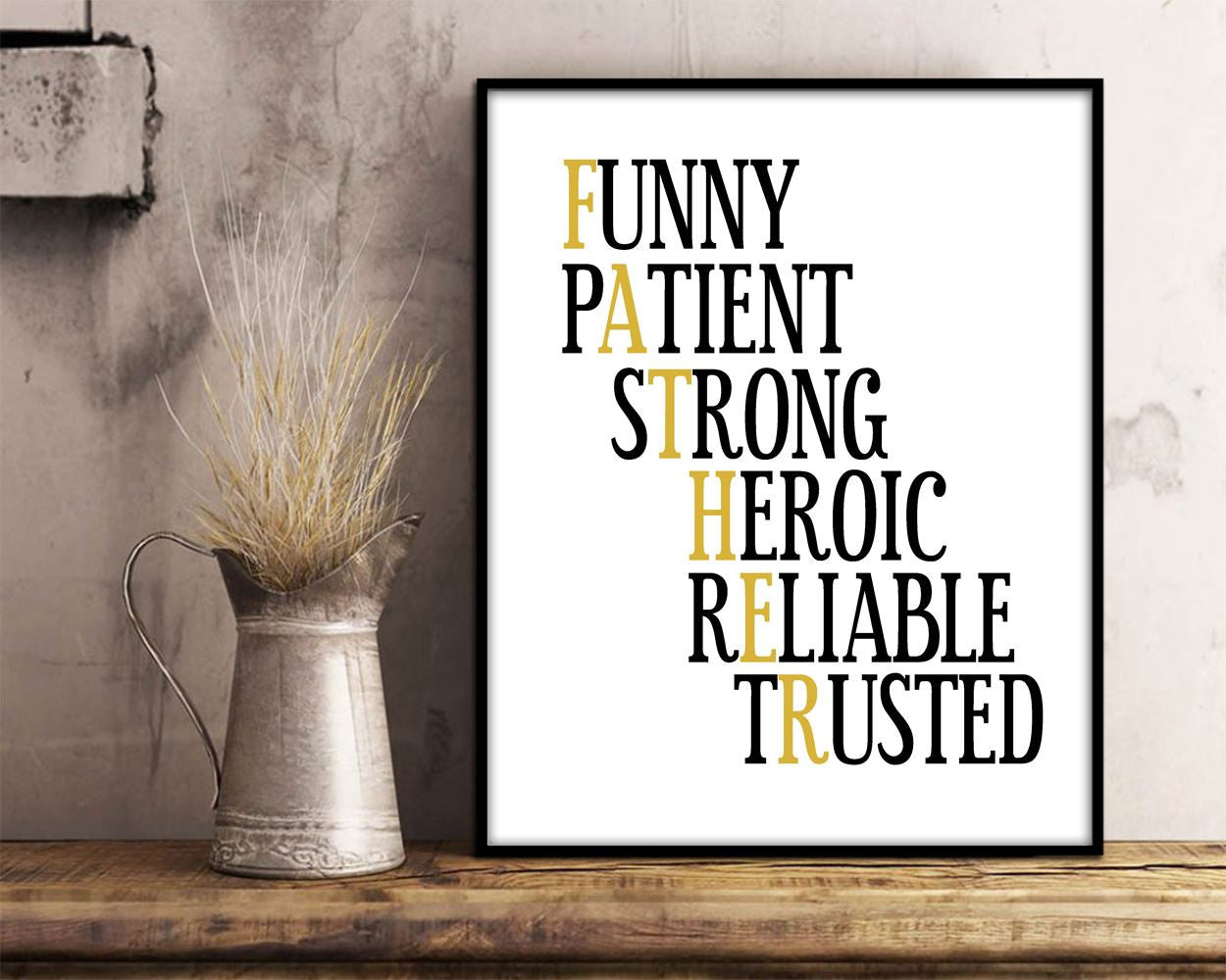 Wall Art Father Digital Print Father Poster Art Father Wall Art Print Father Wall Decor Father black and gold father gift typography - Digital Download