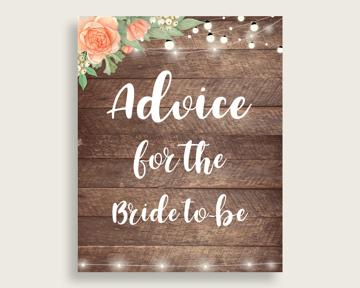 Advice Cards Bridal Shower Advice Cards Rustic Bridal Shower Advice Cards Bridal Shower Flowers Advice Cards Brown Beige party decor SC4GE