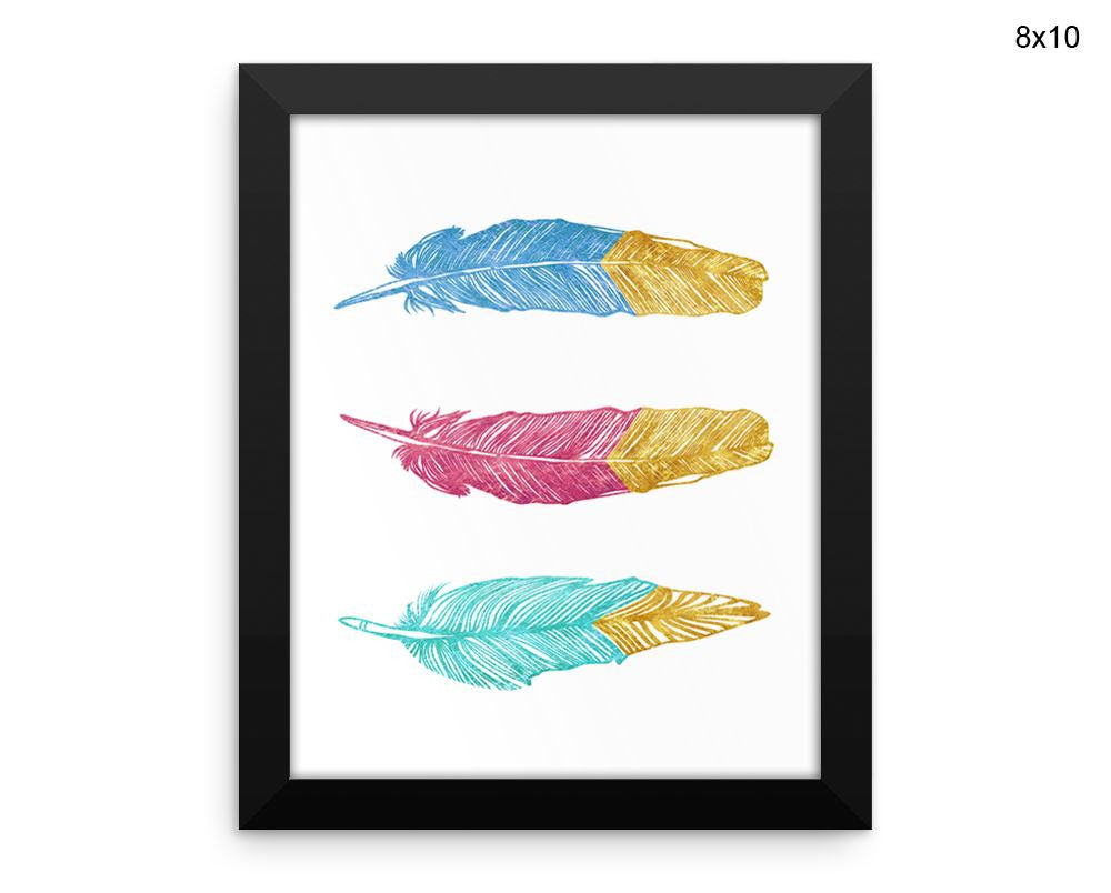 Boho Print, Beautiful Wall Art with Frame and Canvas options available Feathers Decor