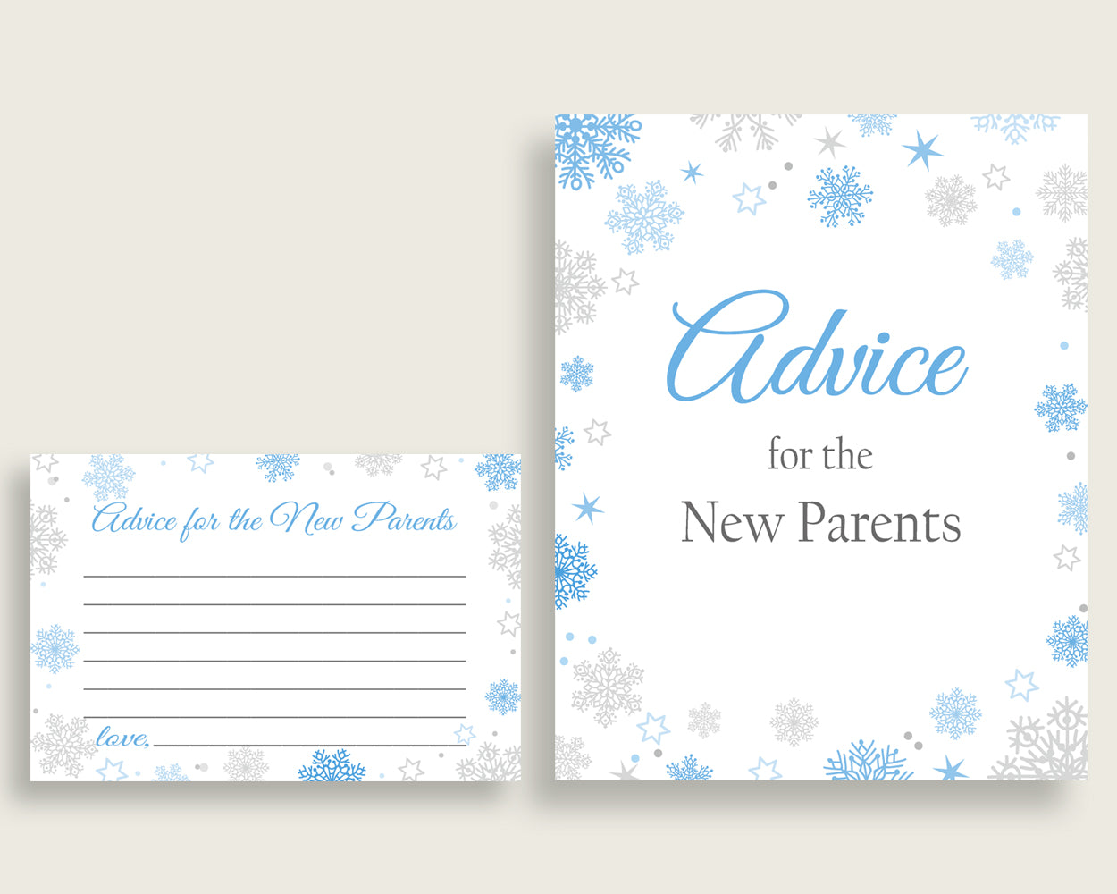 Advice Cards Baby Shower Advice Cards Snowflake Baby Shower Advice Cards Blue Gray Baby Shower Snowflake Advice Cards party supplies NL77H