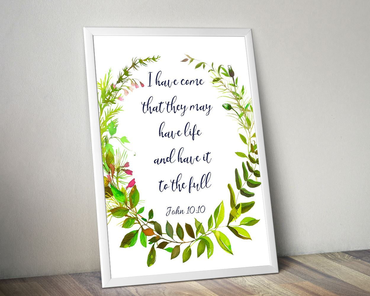 Wall Decor Quote Printable John Prints Quote Sign John Printable Art Quote John 10 10 Floral Scripture Quote - Digital Download