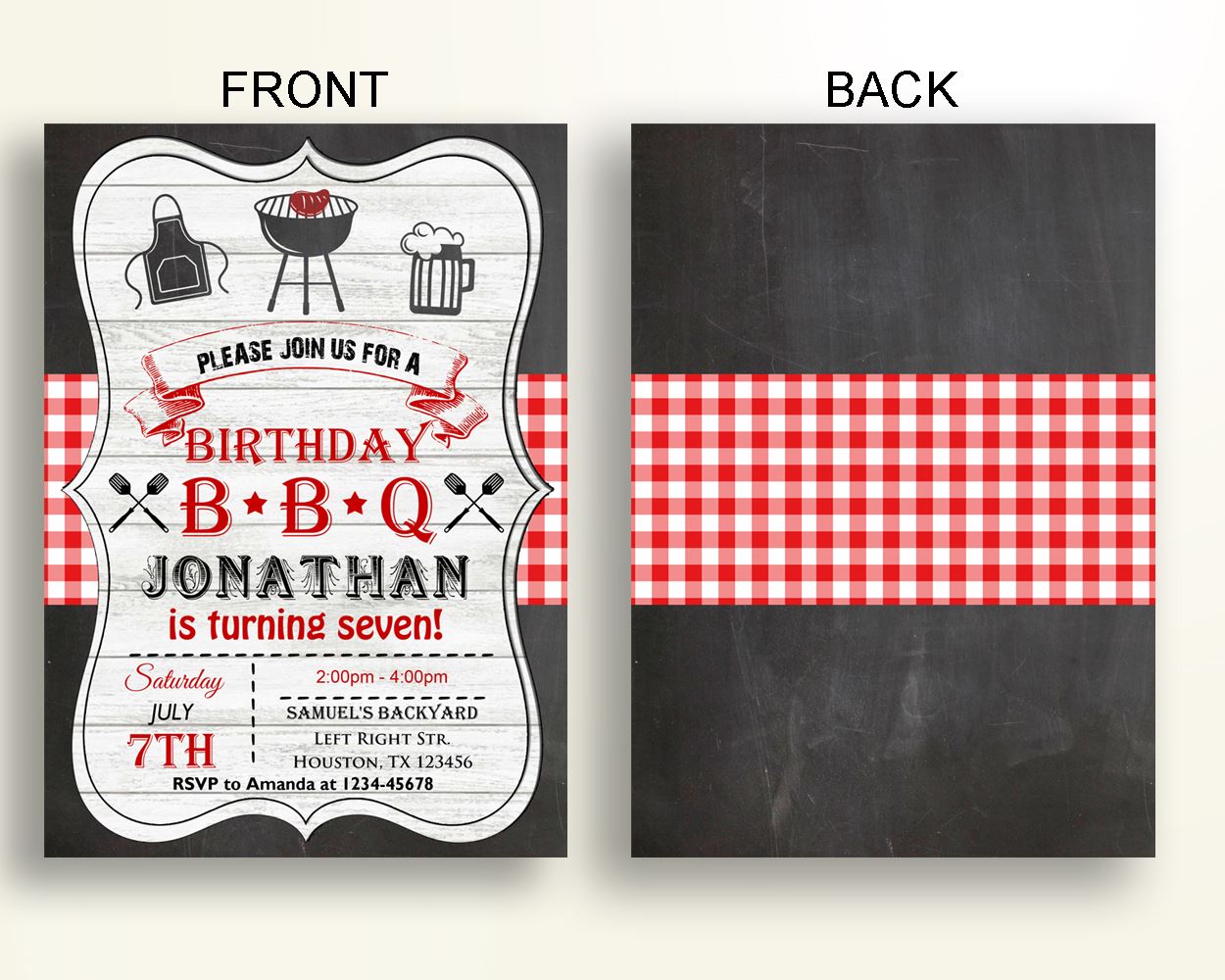 Barbecue Birthday Invitation Chalkboard Birthday Party Invitation Barbecue Birthday Party Chalkboard Invitation Boy Girl backyard bbq 2UCPI - Digital Product