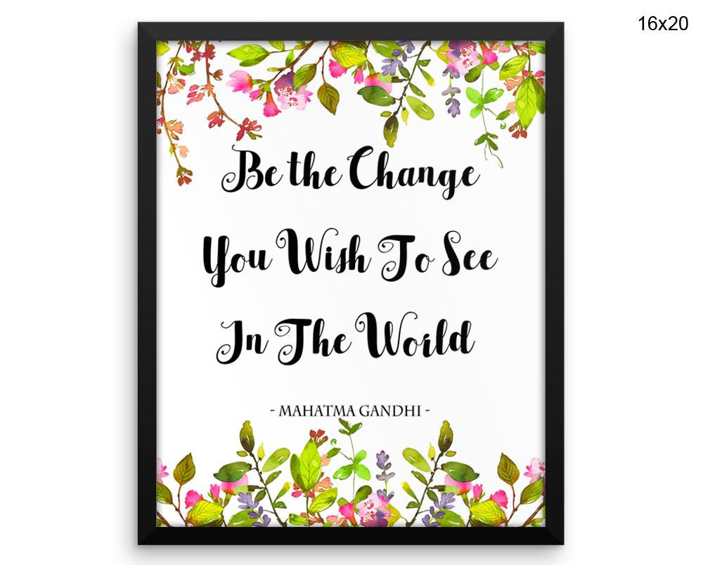 Mahatma Gandhi Print, Beautiful Wall Art with Frame and Canvas options available Quote Decor