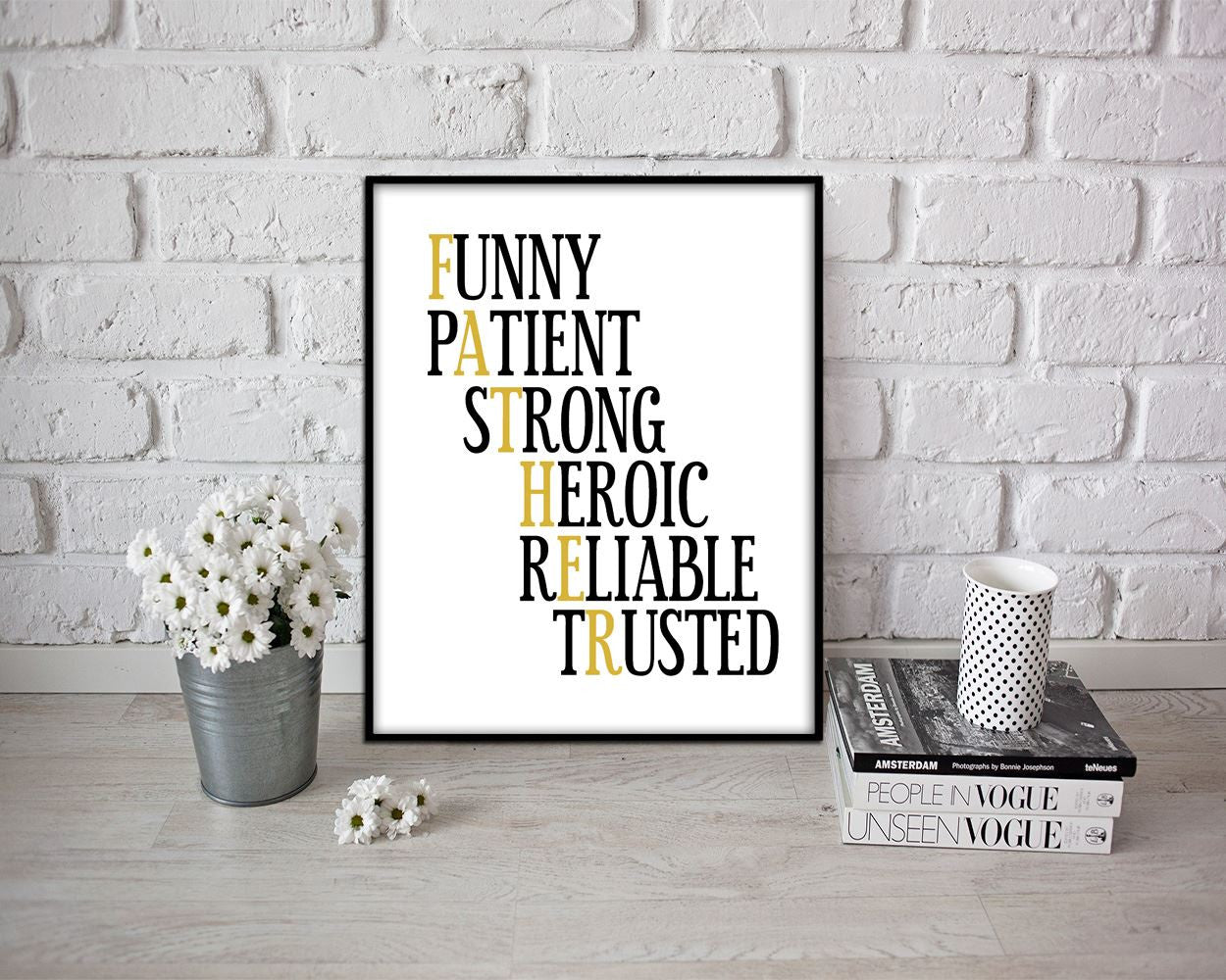 Wall Art Father Digital Print Father Poster Art Father Wall Art Print Father Wall Decor Father black and gold father gift typography - Digital Download
