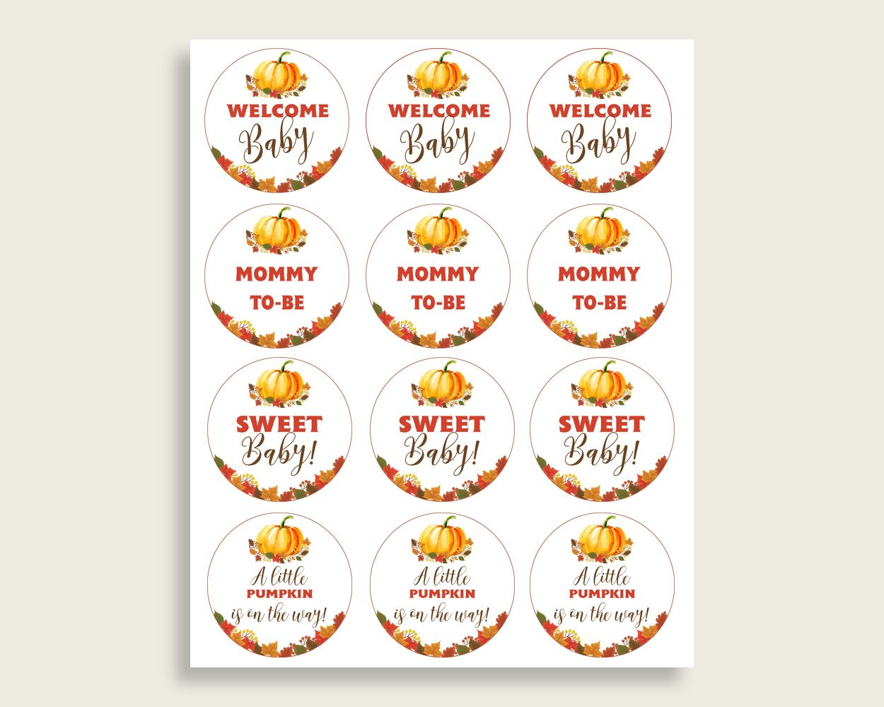 Cupcake Toppers And Wrappers Baby Shower Cupcake Toppers And Wrappers Fall Baby Shower Cupcake Toppers And Wrappers Baby Shower BPK3D - Digital Product