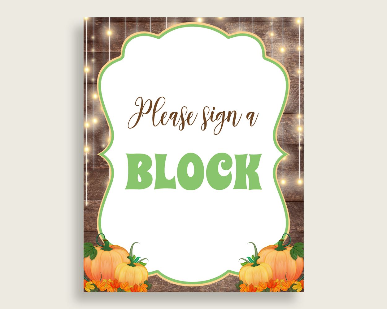 Sign A Block Baby Shower Decorate A Block Autumn Baby Shower Sign A Block Baby Shower Autumn Decorate A Block Brown Orange pdf jpg 0QDR3 - Digital Product