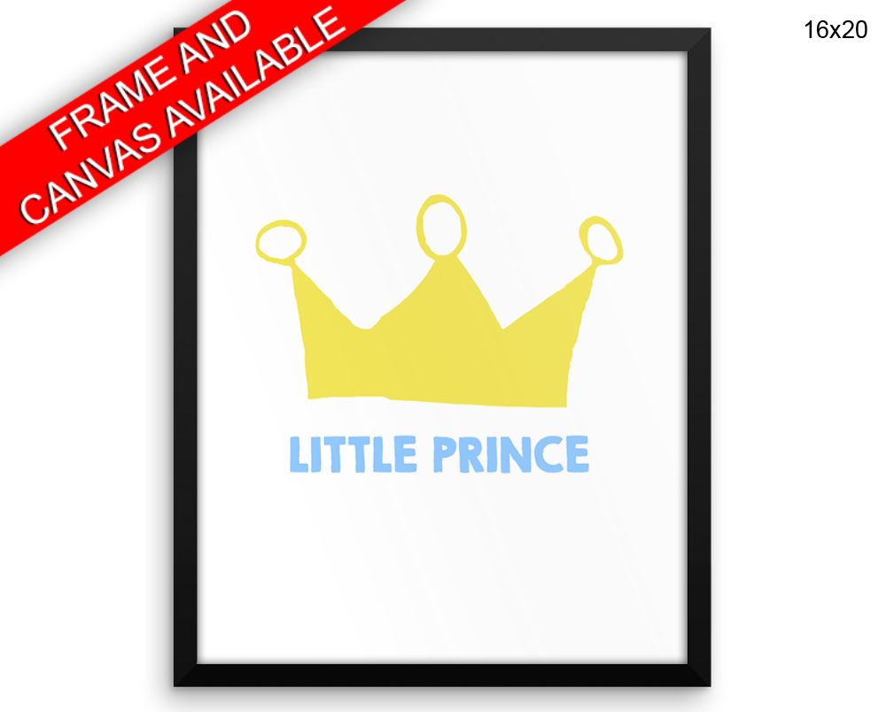 Prince Crown Print, Beautiful Wall Art with Frame and Canvas options available Decor