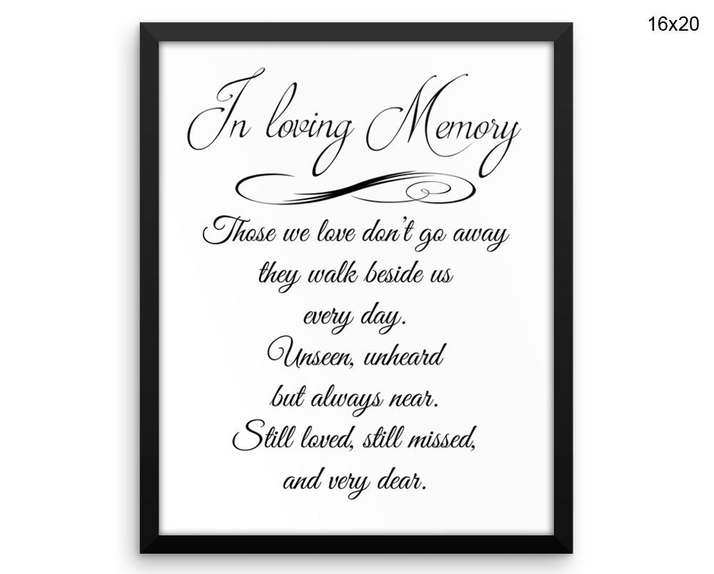 Memorial Remembering Print, Beautiful Wall Art with Frame and Canvas options available  Decor