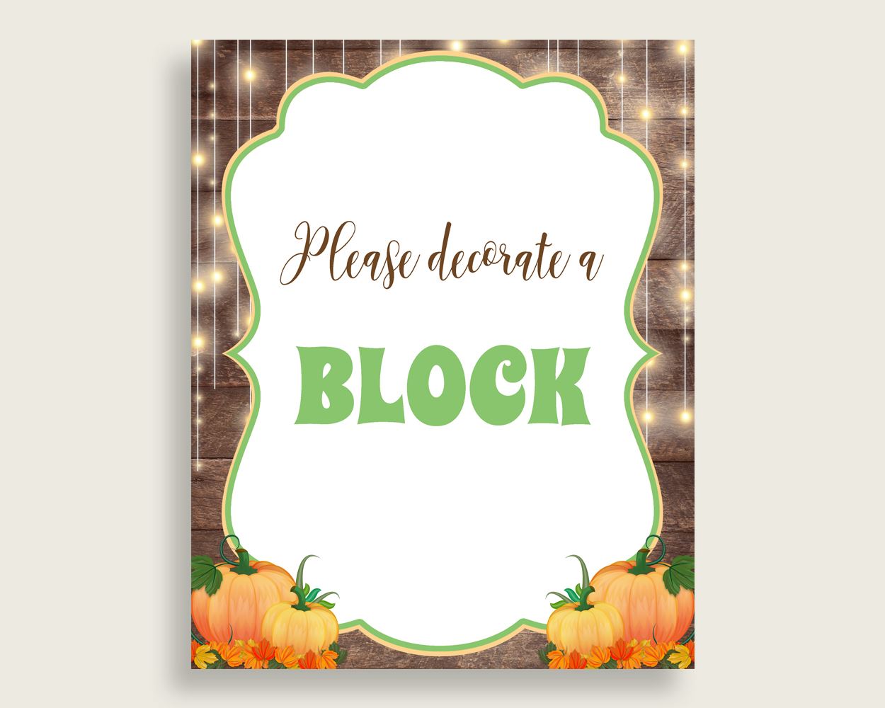 Sign A Block Baby Shower Decorate A Block Autumn Baby Shower Sign A Block Baby Shower Autumn Decorate A Block Brown Orange pdf jpg 0QDR3 - Digital Product
