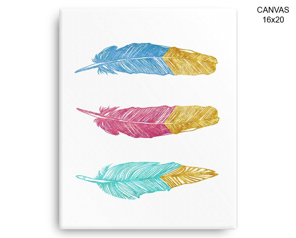 Boho Print, Beautiful Wall Art with Frame and Canvas options available Feathers Decor