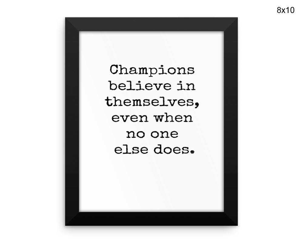 Champions Print, Beautiful Wall Art with Frame and Canvas options available Inspirational Decor