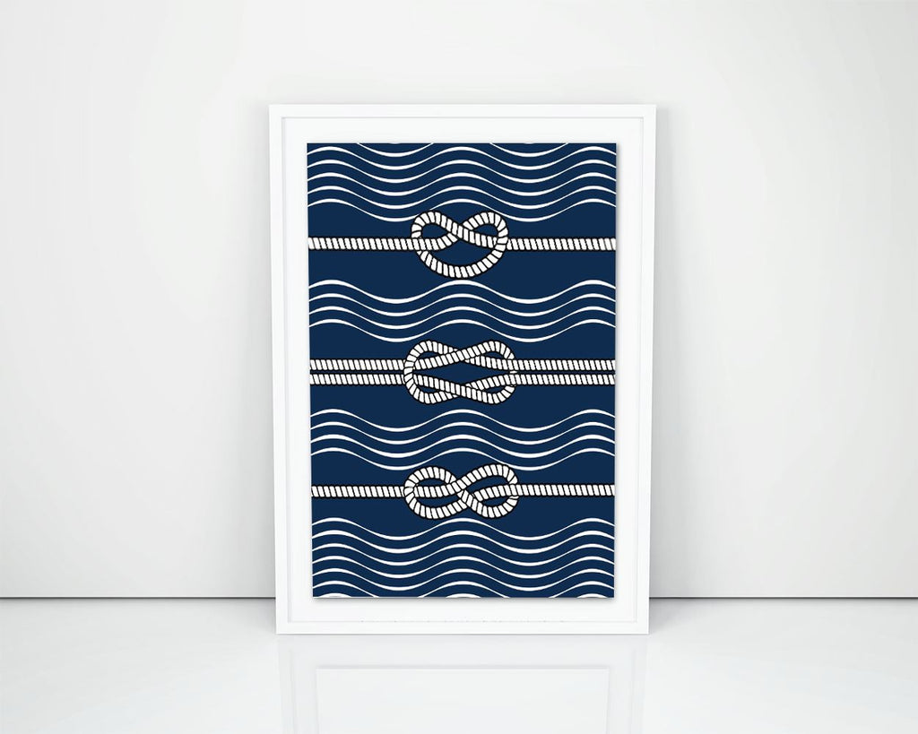 Wall Art Rope Digital Print Nautical Poster Art Rope Wall Art Print Nautical Wall Decor Rope Sea nautical ropes navy blue knops print - Digital Download