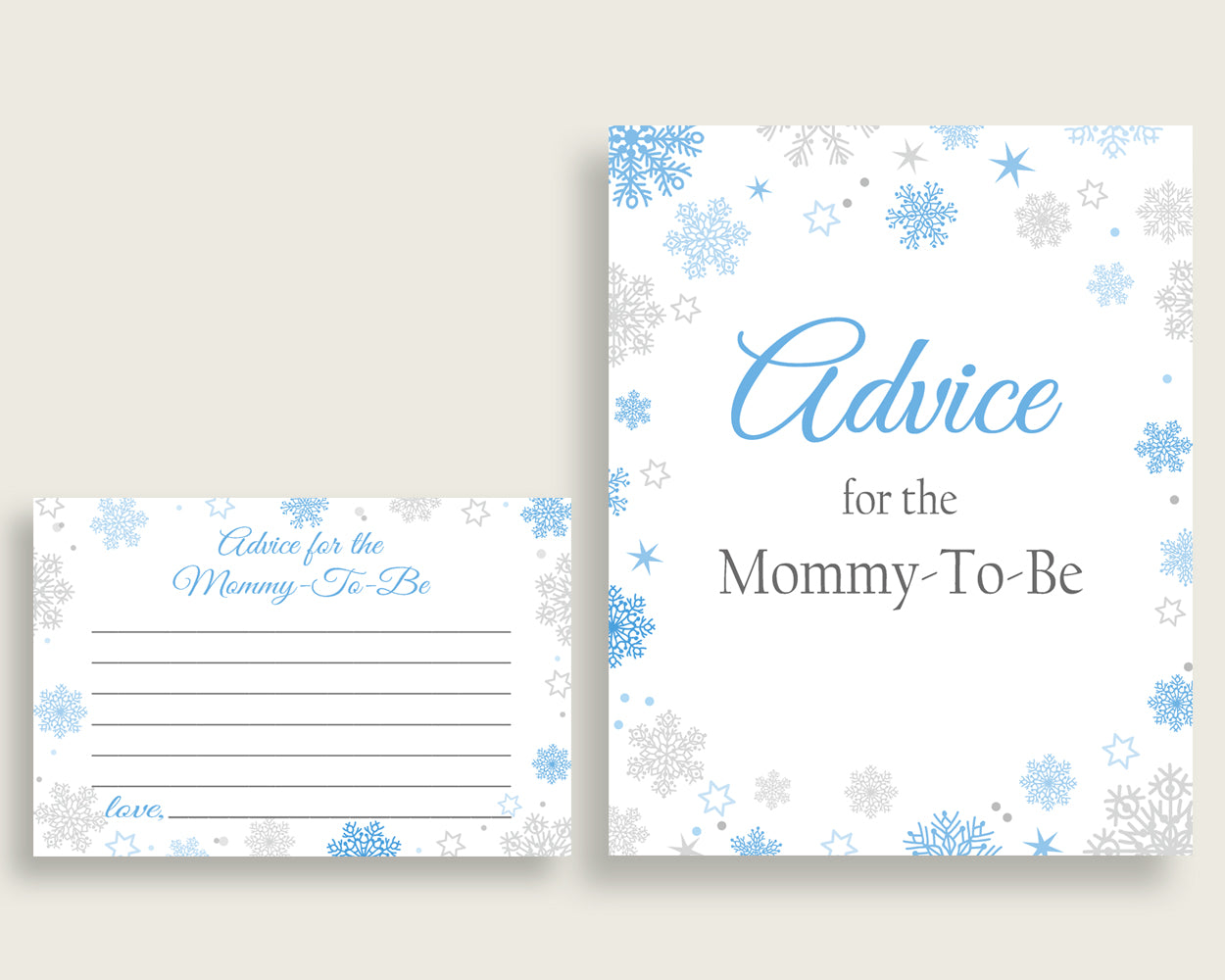 Advice Cards Baby Shower Advice Cards Snowflake Baby Shower Advice Cards Blue Gray Baby Shower Snowflake Advice Cards party supplies NL77H