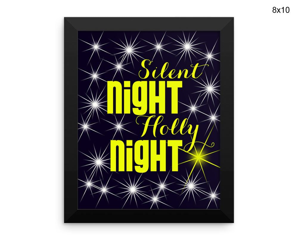 Silent Night Holly Night Print, Beautiful Wall Art with Frame and Canvas options available Decor