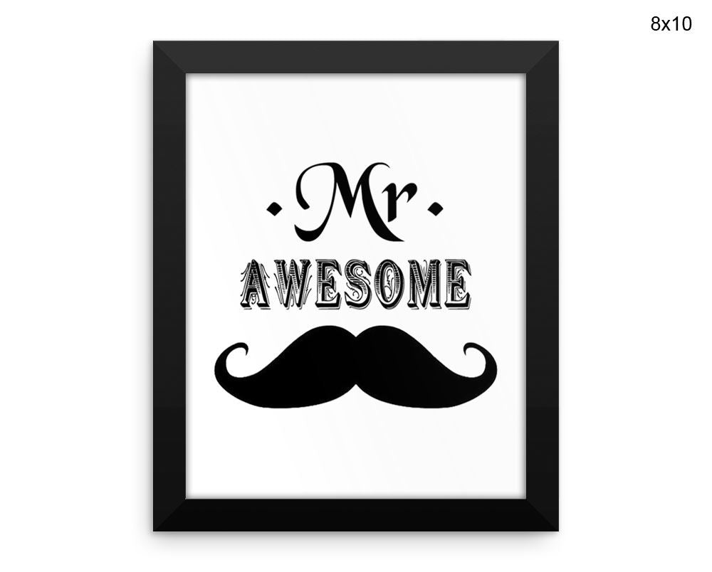 Moustache Print, Beautiful Wall Art with Frame and Canvas options available Office Decor