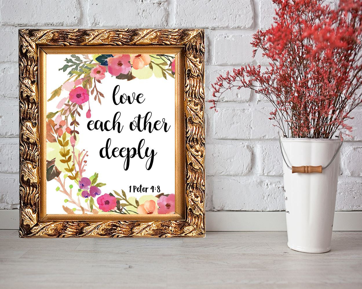 Wall Decor Bible Printable Scripture Prints Bible Sign Scripture Printable Art Bible love each other love deeply christian art 1 peter 4 8 - Digital Download
