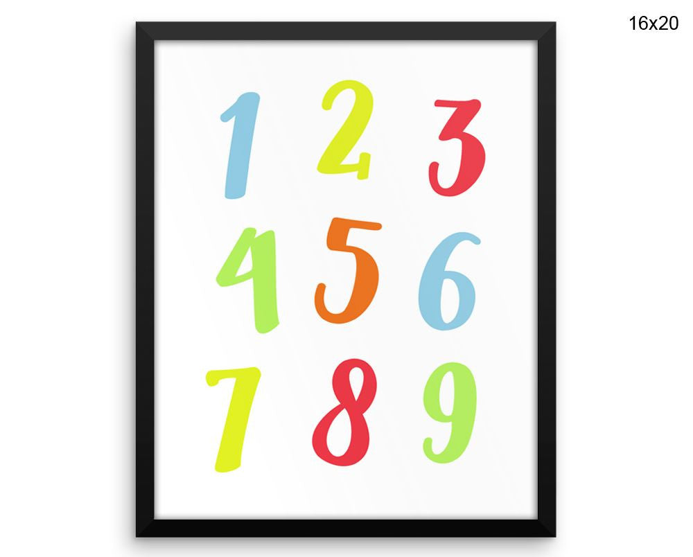 Numbers Digits Print, Beautiful Wall Art with Frame and Canvas options available Nursery Decor