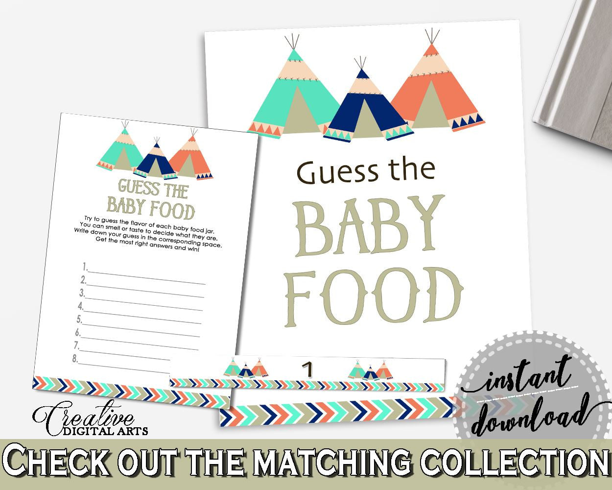 Baby Food Guessing Baby Shower Baby Food Guessing Tribal Teepee Baby Shower Baby Food Guessing Baby Shower Tribal Teepee Baby Food KS6AW - Digital Product