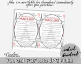Paris Bridal Shower Mad Libs Game in Pink And Gray, message to couples, ooh la la shower, prints, digital print, party supplies - NJAL9 - Digital Product