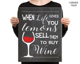 Wine Print, Beautiful Wall Art with Frame and Canvas options available Funny Decor