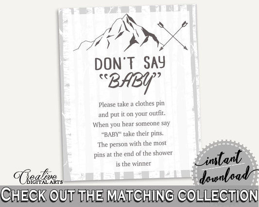 Dont Say Baby Baby Shower Dont Say Baby Adventure Mountain Baby Shower Dont Say Baby Gray White Baby Shower Adventure Mountain Dont S67CJ - Digital Product